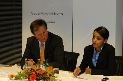 William M. Drozdiak, dem Präsidenten des American Council on Germany, und DAFG-Beiratsmitglied Sawsan Chebli